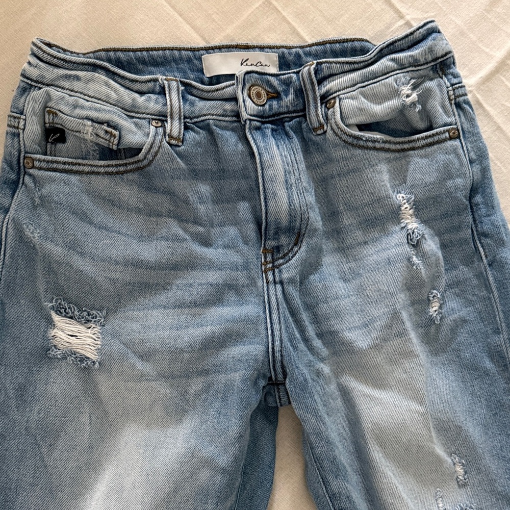 Kancan Faded Blue Ripped Boyfriend Jeans
